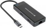 CONCEPTRONIC 7-1 Dock USB-C->2xHDMI,3xUSB3.0,GbE 25cm gr