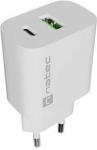 Natec Ribera wall charger 1x USB-A + 1x USB-C 20W white