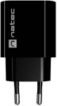 Wall charger Natec Ribera 1x USB-A + 1x USB-C 20W Black