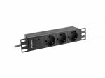 Lanberg PDU Steckdosenleiste 10" 1U 3x Schuko C14 2m schw.