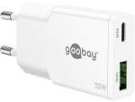 goobay USB-C PD GaN dual fast charger slim 30 W white