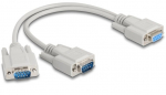 Adapter Y-Kabel D-Sub9 1 x Buchse zu 2 x Stecker mit Schrauben 30 cm
