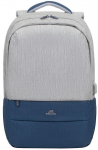 Rivacase 7567 anti-theft Laptop backpack - grey / dark blue, 17.3''