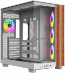 Thermaltake View 380 XL WS ARGB PC case white wood, tempered glass x2
