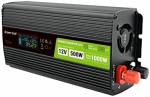 Greencell Pure Sine Wave Inverter LCD 12V 500W/1000W with Display, Black