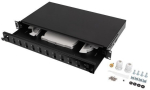 LANBERG 12XSC DUPLEX / 12XLC QUAD RACK 19" 1U FIBER OPTIC DISTRIBUTION FRAME BLACK + ACCESSORIES