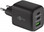USB-C Schnellladeger&auml;t Nano, PD, GaN, 65 Watt (schwarz, 1x USB-A, 2x USB-C PD, Charge 3.0)