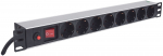Intellinet 19" 1U Rackmount 8-Way Power Strip - German Type, With On/Off Switch and Overload Protection, 3m Power Cord (