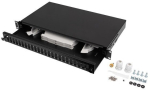 LANBERG 24XSC DUPLEX / 24XLC QUAD RACK 19" 1U FIBER OPTIC DISTRIBUTION FRAME BLACK + ACCESSORIES