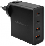 Qoltec GaN POWER PRO Charger | 2xUSB-C | 2xUSB | 130W | 5-20V | 1.5-5A | XP | Black