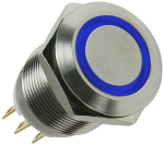Lamptron Vandalism Power Button 16mm - Silverline - Blue