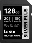 Lexar Professional SILVER PLUS SDXC UHS-I cards 128GB up to 205MB/s read 150MB/s write C10 V30 U3