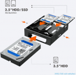 GRAUGEAR Einbaurahmen f&uuml;r 2x 2.5" & 3.5" HDD/SSD in 5.25"