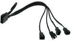 Phobya Y-adaptor 4Pin Molex to 4x 3Pin (12V) 30cm - black