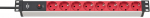 Brennenstuhl Alu-Line 48.3cm 8-Outlet 2m Red Extension Cord