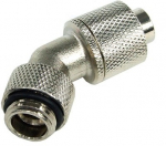 13/10mm (10x1.5mm) screw-on nozzle 45&deg; rotatable G1/4 - knurled - silver...