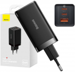 Baseus GaN5 Pro Wall Charger with 2 USB-C & USB, 65W - Black