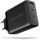 AXAGON ACU-DPQ100 GaN Wall charger, 3x port (USB + dual USB-C), PD3.0/QC4+/PPS/Apple, 100W, black