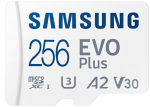 Samsung EVO Plus microSDXC 256GB memory card with adapter, white