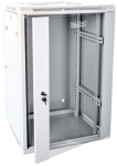 19" 15U wall-mounted network rack cabinet 600x600, glass door, grey, split design, assembled, 60kg