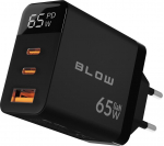 LCD wall charger USB socket + USB-Cx2 PD 65W GAN black wattmeter