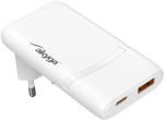 Akyga 65 W USB-C/USB-A universal fast charger, white