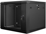 Lanberg wall-mounted installation rack cabinet 19'' 9U 600x600mm black (glass door)