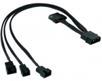 Phobya Y-adaptor 4Pin Molex to 2x 4Pin PWM and 3Pin 30cm - black