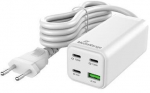 MediaRange MRMA124 100W 4-Port GaN Charger 1x USB-A 3x USB-C, White