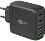 USB-C Multiport-Schnellladeger&auml;t, PD, GaN, 68 Watt (schwarz, 2x USB-C, 2x USB-A, Power Delivery, QuickCharge)