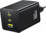 Wall Fast Charger EnerFill FE11 100W USB-A + 2xUSB-C QC PD, Black