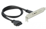 DeLOCK USB 3.2 Gen 1 Slot Bracket, 19-Pin Socket to USB-C (Black, 50cm)