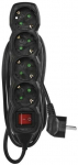 Power Strip SCHUKO with switch &ndash; 4 sockets, 3.0m, black, 1,5mm&sup2;