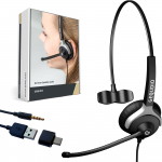 GEQUDIO 1-Ear USB Headset for PC, MAC