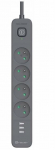Tracer Power Line+ mobile ready surge protector power strip 1.5m (4 sockets + 3x USB A, 5V 2.4A)
