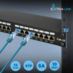 Patch Panel Extralink CAT6A STP, 24 Ports