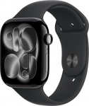 Apple Watch 11 GPS 46mm Sport Band M/L, jet black/black (MEUX4ET/A)
