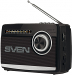 Speaker SVEN SRP-155, black (3W, Bluetooth, FM/AM/SW, USB, microSD, flashlight, battery)