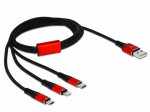 DELOCK USB 3in1 Ladekabel f&uuml;r LightningMicro-USBUSB C 1m