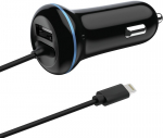 2GO USB-Kfz-Ladeger&auml;t 2400mA Lightning 1x USB 1,4m schwarz