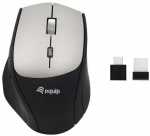 Equip ergonomische Maus USB-A-C Adapter LR schwarz