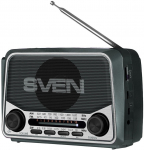 Speaker SVEN SRP-150, gray (3W, Bluetooth, FM/AM/SW, USB, microSD, flashlight, battery)