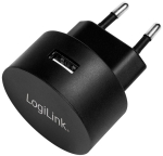 LogiLink USB-A charger, 10.5 W, 1-port, round, Black