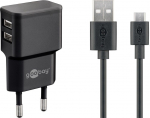 Goobay Dual charger set Micro USB 2.4 A, with 2 USB jack, black