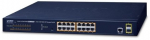 Planet IPv6/IPv4, 16-Port Managed 802.3at PoE+ Gigabit Ethernet Switch + 2-Port 100/1000X SFP (220W PoE budget, supports