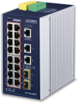 PLANET Industrial 16-Port PoE Switch 101001000T 2xUP 2xSFP