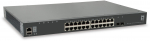 24 x 10/100/1000Mbps RJ-45, 35 W, 128 Gbps, 16K MAC, IEEE 802.3x/u/z/ad, IEEE 802.1w/s/d/q/x/p