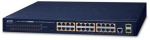 Planet IPv4, 24-Port Managed 802.3at POE+ Gigabit Ethernet Switch + 2-Port 100/1000X SFP (300W PoE Budget, 250m Extend m