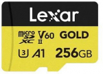 Lexar m&auml;lukaart microSDXC 256GB Gold UHS-II V60 A1