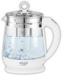 Adler | Kettle | AD 1299 | Electric | 2200 W | 1.5 L | Glass/Stainless steel | 360&deg; rotational base | White